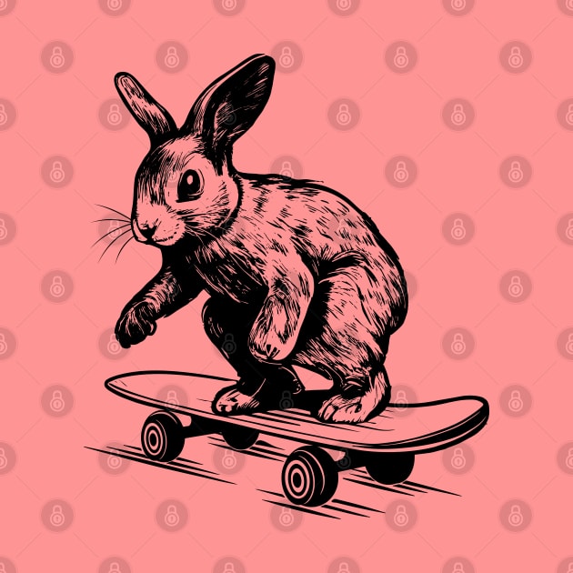 Rabbit Lover Bunny on Skateboard by Apocatnipse Meow