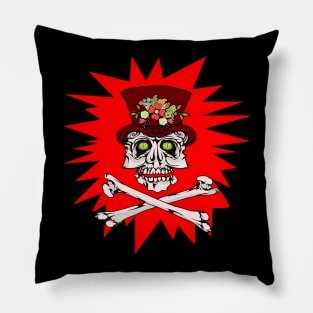 Alligator eyed gothic skull & crossbones Pillow