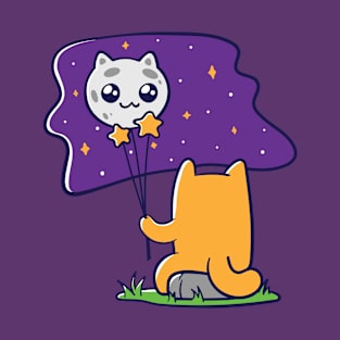 Cat and Night Sky T-Shirt