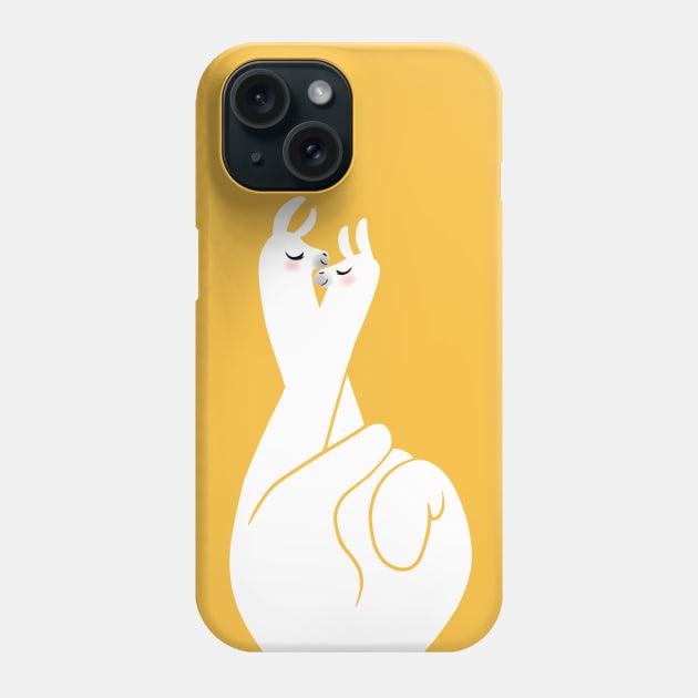 Crossed Fingers Llama Phone Case by bignosework