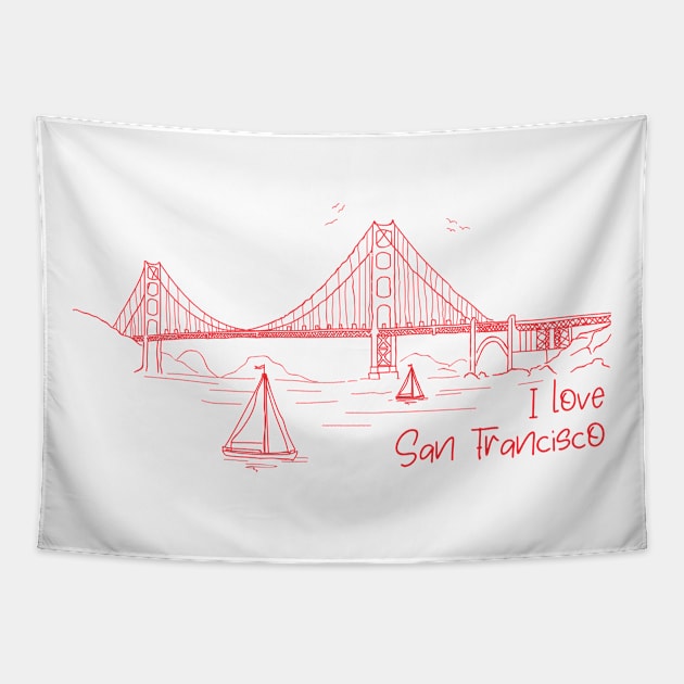 I Love San Francisco Tapestry by SM Shirts