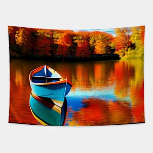 Fall landscape With a Boat Tapestry