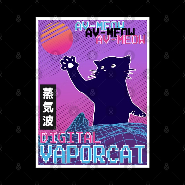 Vaporwave Aesthetic Style 80s Synthwave Gift Cat by Kuehni