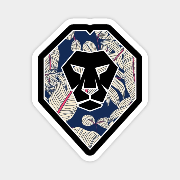 Tropical Pattern, Lion Head Shape, Floral Magnet by logiamerch
