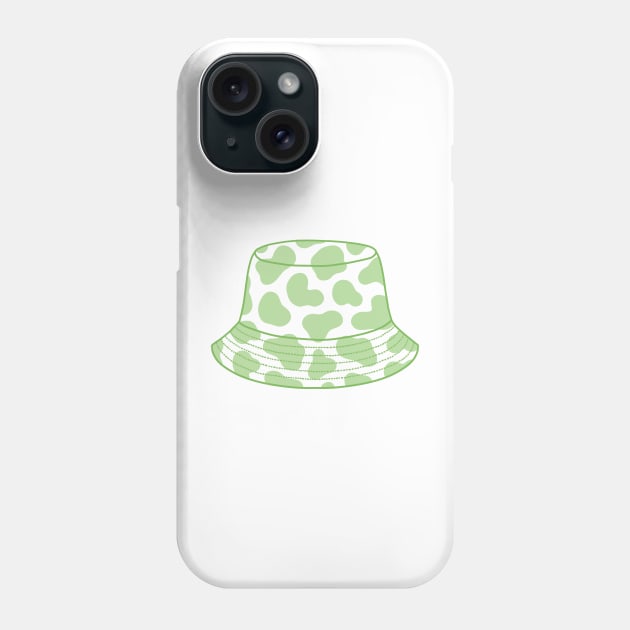Pastel green cow print bucket hat Phone Case by Nikamii