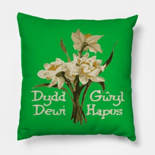 Dydd Gwyl Dewi Hapus With March Daffodils Pillow