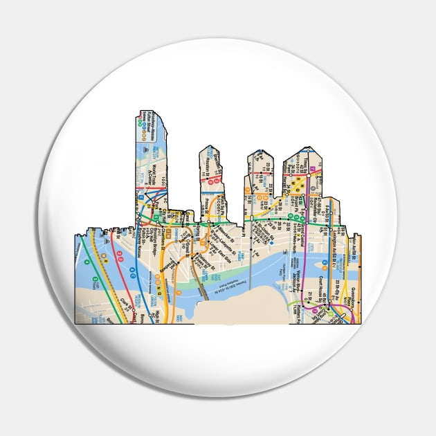 NYC Skyline subway map Pin by Hook Ink