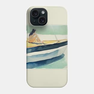 Woman Sunbathing on a Sailboat Phone Case