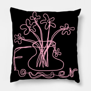 flowers, one line drawing Pillow