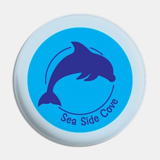 Sea Side Cove Dolphin Logo Light Blue Pin