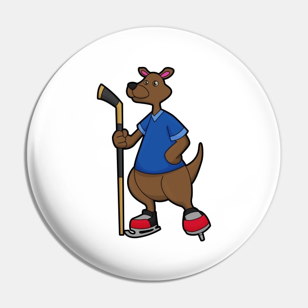 Kangaroo at Ice hockey with Ice hockey stick Pin by Markus Schnabel