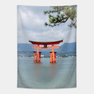 View of Itsukushima Torii gate from the island Tapestry