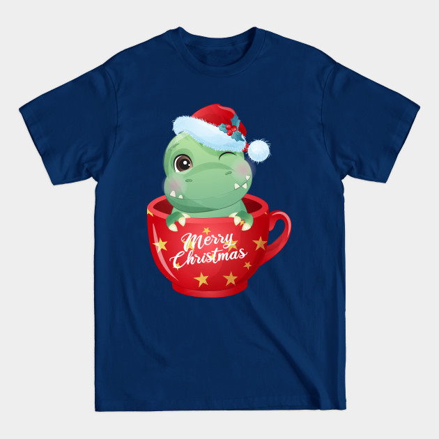 Disover Cute Christmas T Rex Dinosaur In A Cup - Christmas T Rex - T-Shirt