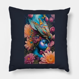 Enigma Blue Floral Girl Avatar Pillow