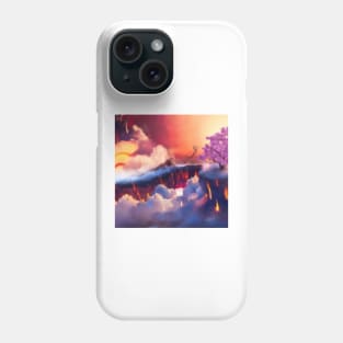 Skyward Sakura: A Fantasy Mountain Quest Phone Case