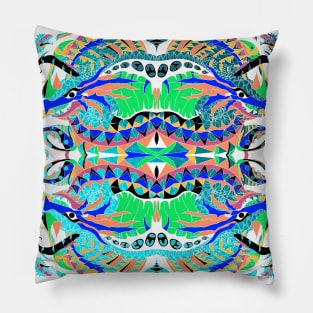 the kraken octopus kaiju monster in madness pattern ecopop Pillow