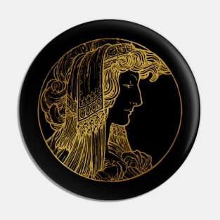 Art nouveau gold silhouette lady 7 Pin