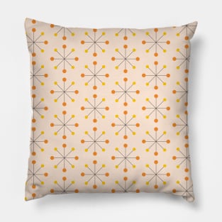 Atomic Age, Mid Century Modern Pattern Yellow, Orange, Peach Pillow