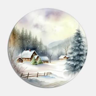 Chritsmas Snow Winter Watercolor Landscapes series 7 Pin