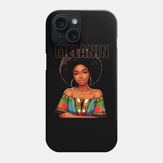 Melanin Afrocentric Black Pride Afro Queen Phone Case by Merchweaver