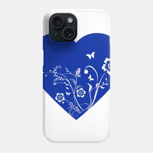 Blue heart flowers butterflies Phone Case