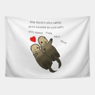 Sea Otters hold hands, love, valentines day Tapestry