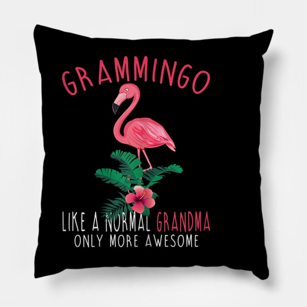 Grammingo Like An Grandma Only Awesome Floral Flamingo Gift Pillow by KIMIKA