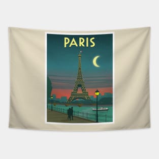 Paris France Eiffel Tower on Seine River at Sunset  Print Tapestry