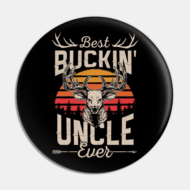 Retro Vintage Best Buckin' Uncle Hunting Gift For Hunter Pin by HCMGift