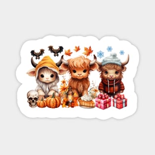 Happy Hallothanksmas Highland Cow #2 Magnet