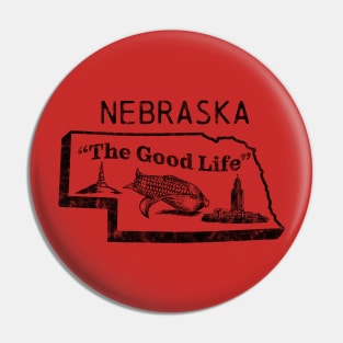 Nebraska - The Good Life vintage design Pin