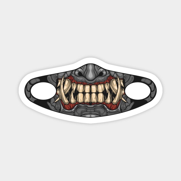 Oni Mask Grey Magnet by HappymanStudio