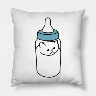 Funny Cat In Milk Bottle Meme Pillow