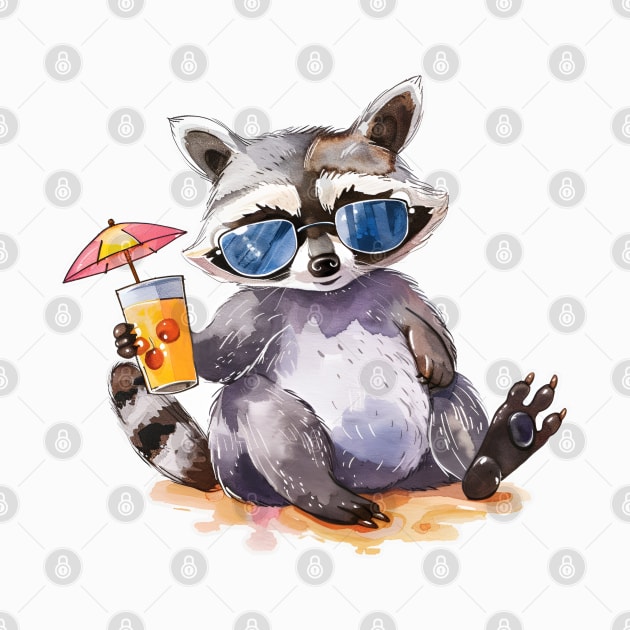 Summertime Raccoon beach chillout by beangeerie