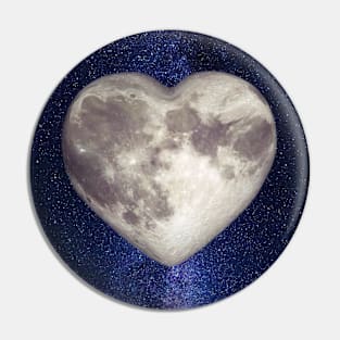 Heart Moon Art Collage Pin