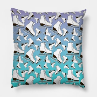 Figure Skates on Purple to Turquoise Ombre Background Design Pillow