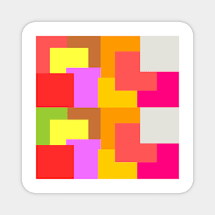 Bright colors abstract overlapping squares tiles pattern Magnet