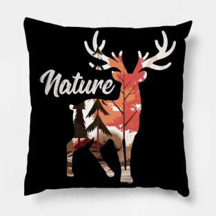 Beautiful Sunset Nature Inside A Deer Graphic Illustration Pillow