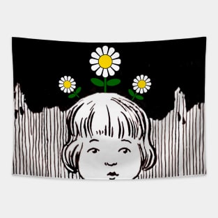 little girl with daisies Tapestry