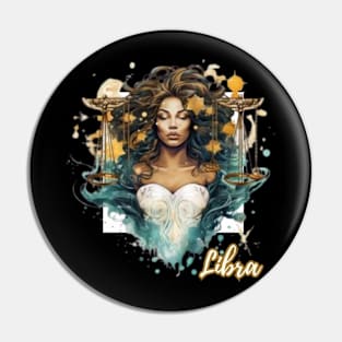 Black Libra Zodiac Sign Woman Pin