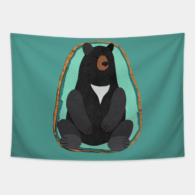 Paper craft black bear Tapestry by Black Squirrel CT