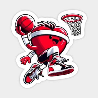 Valentine's Day Heart Basketball Player Slam Dunking Magnet