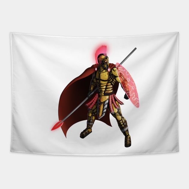 Futuristic Cyber Spartan Tapestry by Art of Arklin