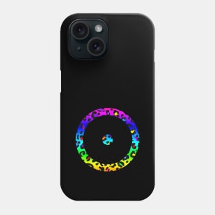 The Sun Planet Symbol in Dark Rainbow Leopard Print Phone Case