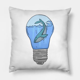 Blue Whale in a lightbulb creative handdrawn Gift Pillow