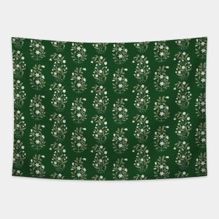 Floral paisley pattern with green background Tapestry