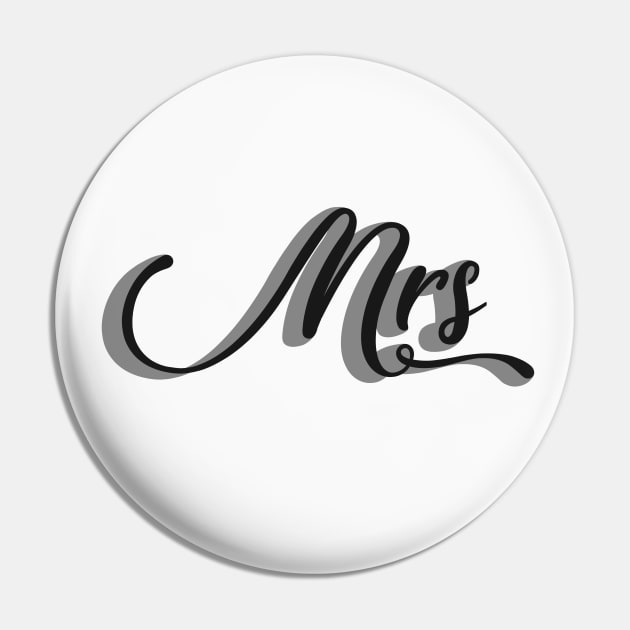 Mrs Wedding Monochrome Pin by OneThreeSix