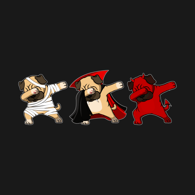 Pug Dabing Horror Halloween T-shirt by kimmygoderteart