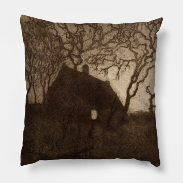 House at Evening Time Pillow by UndiscoveredWonders