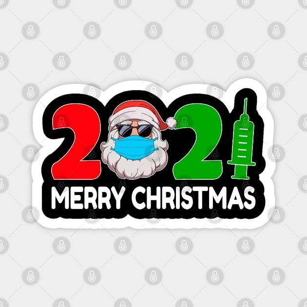 Vaccinated Merry Christmas 2021 Perfect Pajamas Family Magnet by Printofi.com